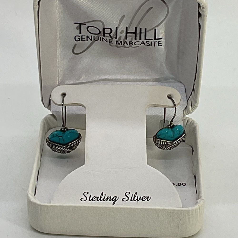 Tori Hill 925 Sterling Silver Marcasite Heart Earrings